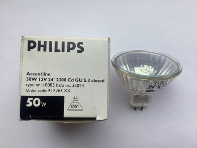Лампа PHILIPS Accentline 18085 12V 50W 24° GU5.3 2300cd 3000h  фотография